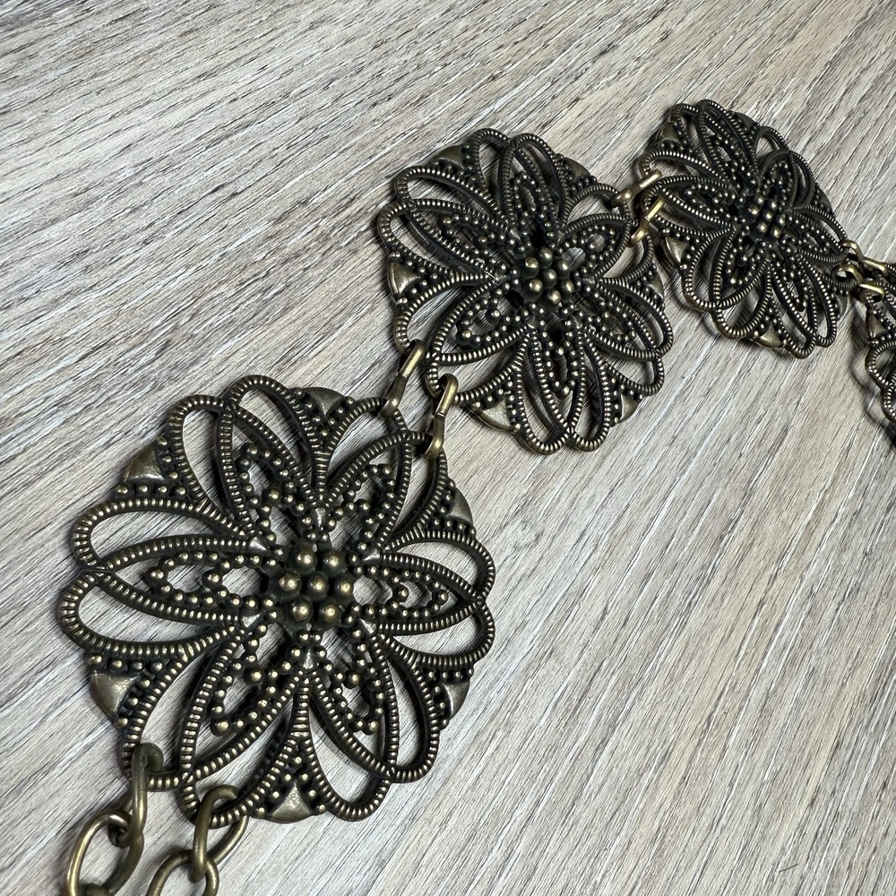 Vintage Medallion Chain Belt Waist Hip Metal Jewelry BOHO Chic 1980s - Picture 4 of 11